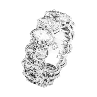 10 Carat Oval Cut Diamond Eternity Band in Platinum 70 pointer Side View