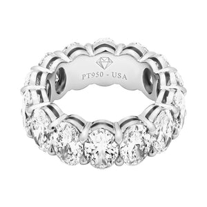 10 Carat Oval Cut Diamond Eternity Band in Platinum 70 pointer Top View