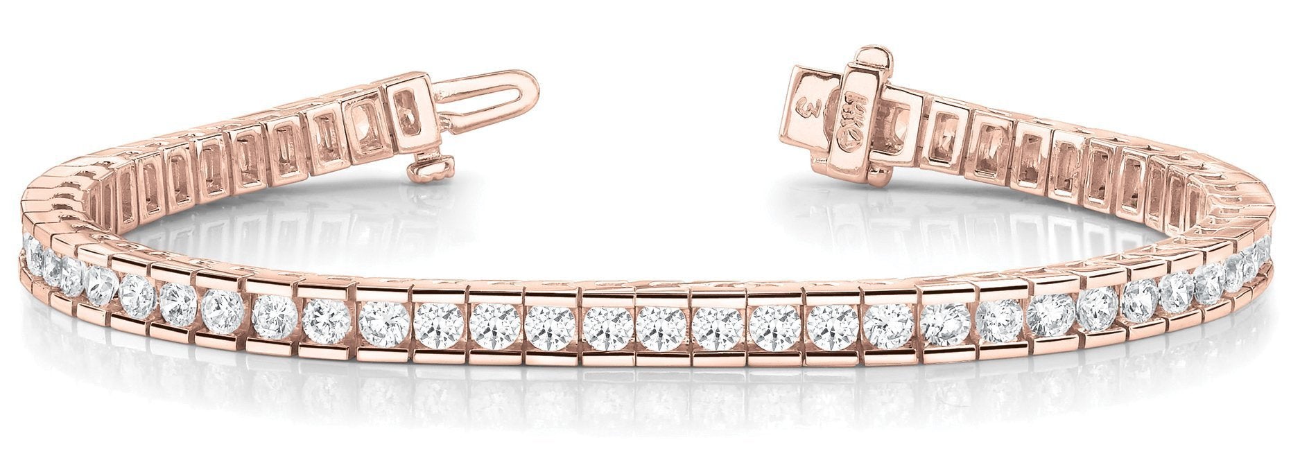 Diamond Tennis Bracelet Round Cut 10 carat in 14K-18K Rose Gold Front View