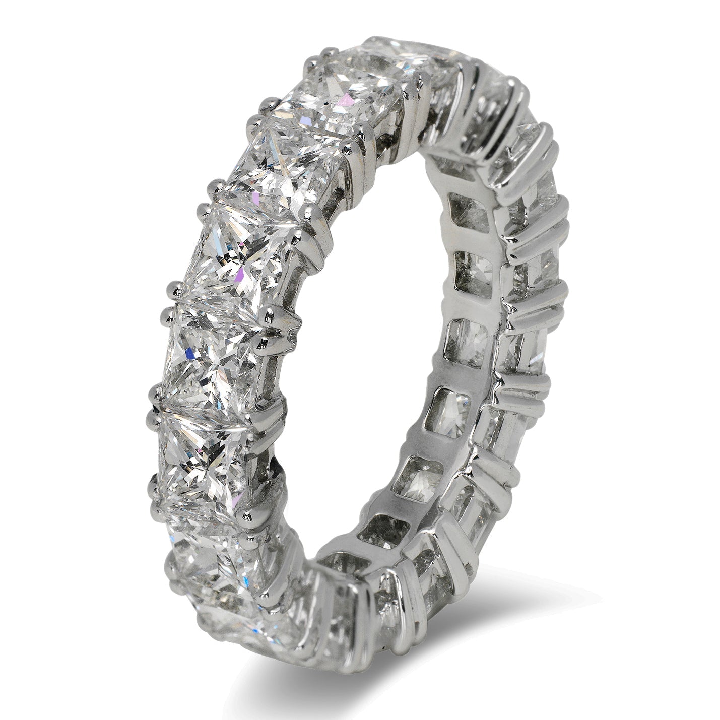 Radiant Cut Diamond Eternity Band in 18k white gold Side View