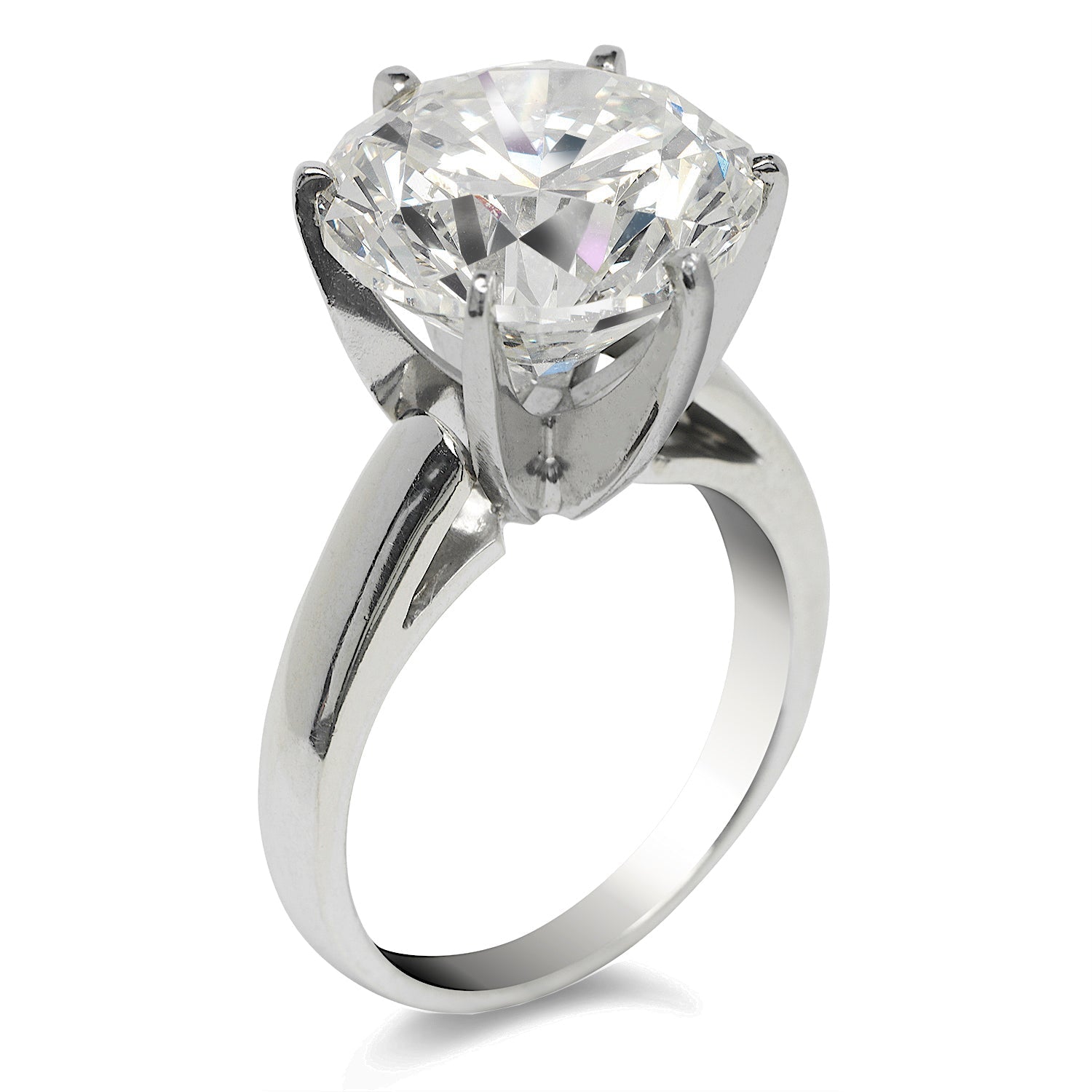 Diamond Ring Round Cut 10 Carat Solitaire Ring in 14K White Gold Side View