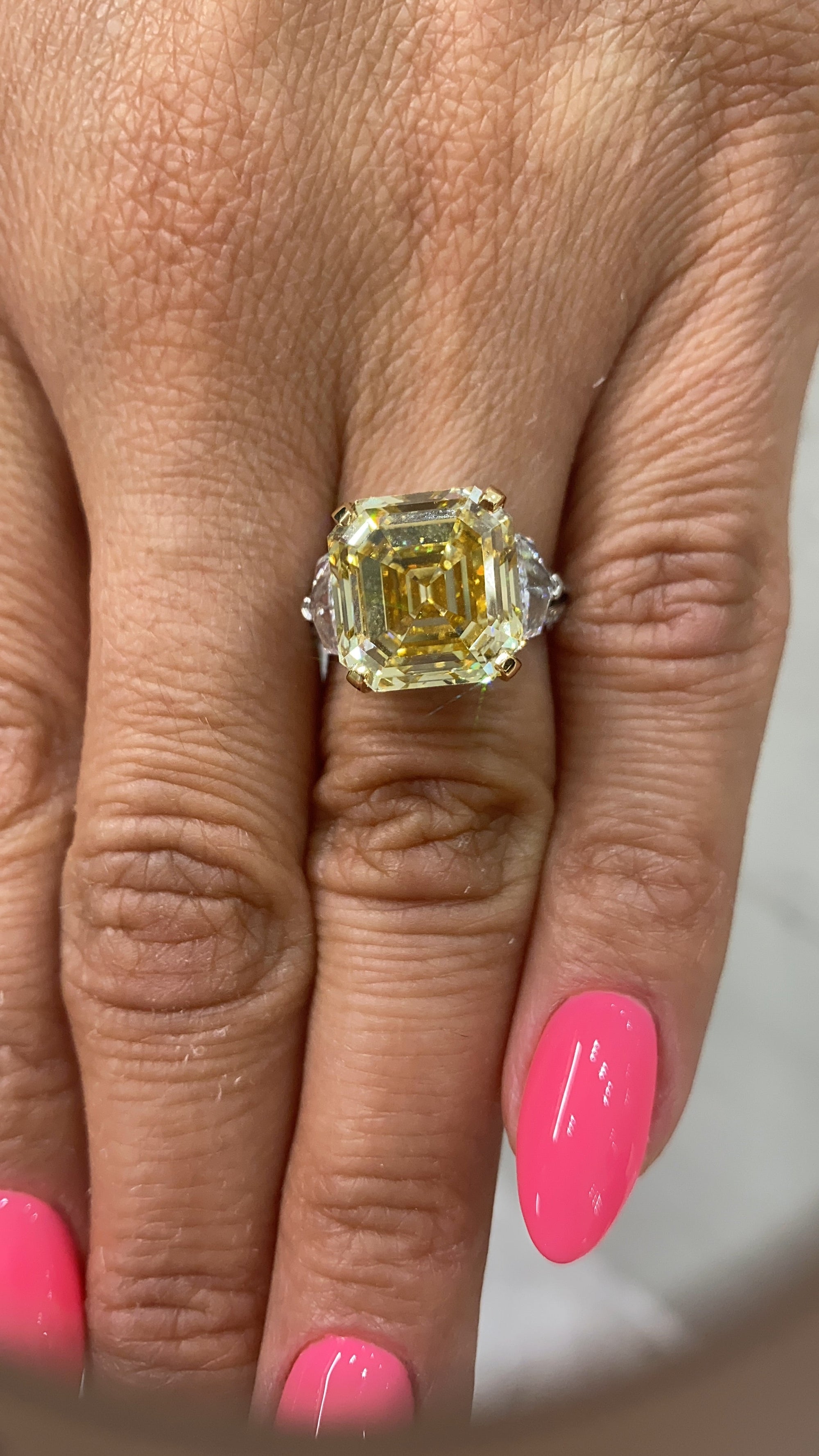 Three Stone Yellow and White Diamond Engagement Ring | Delta Trio (Fancy  Yellow)
