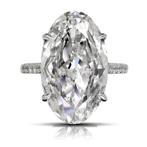 Diamond Ring Oval Cut 11 Carat Solitaire Ring in 18K White Gold Front View