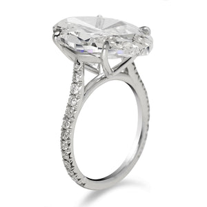 Diamond Ring Oval Cut 11 Carat Solitaire Ring in 18K White Gold Side View