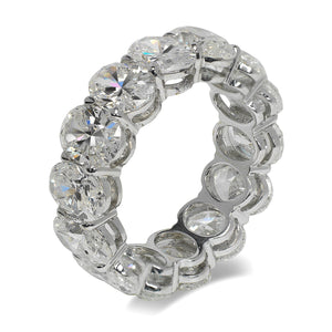 11 Carat Oval Cut Diamond Eternity Band in 18K White Gold Shared Prong 70 pointer Side View