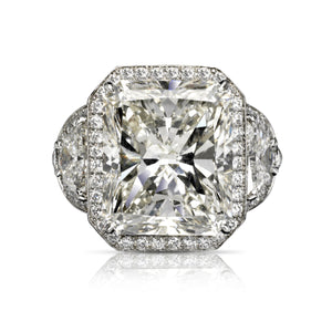 Diamond Ring Radiant Cut 11 Carat Halo Ring in Platinum Front View