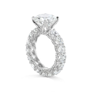 Diamond Ring Round Cut 11 Carat Sidestone Ring in 18K White Gold Side View