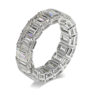 Emerald Cut Diamond Eternity Band in White Gold Shared prong Side View