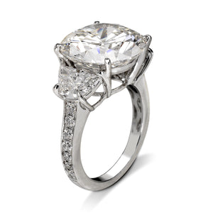 Diamond Ring Round Cut 12 Carat Three Stone Ring in 18K White Gold Side View