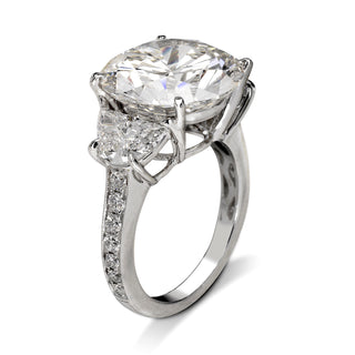 Diamond Ring Round Cut 12 Carat Three Stone Ring in 18K White Gold Side View
