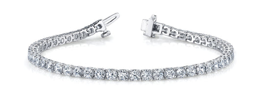 Diamond Tennis Bracelet Round Shaped 12 ct in 14K-18K White Gold Front View