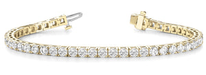 Diamond Tennis Bracelet Round Shaped 12 carat in 14K-18K Yellow Gold Front View