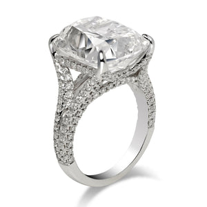 Diamond Ring Cushion Cut 13 Carat Sidestone Ring in 18K White Gold Side View