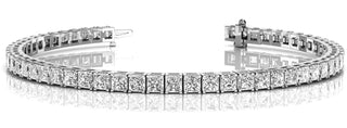 Diamond Tennis Bracelet Princess Cut 13 Carat in 14K-18K White Gold Front View