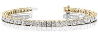 Diamond Tennis Bracelet Princess Cut 13 Carat in 14K-18K Yellow Gold Front View