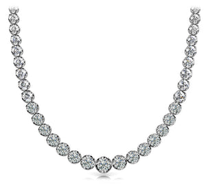  Diamond Rivera Graduated Necklace Round Shaped  Low Base in 14K White Gold Front View