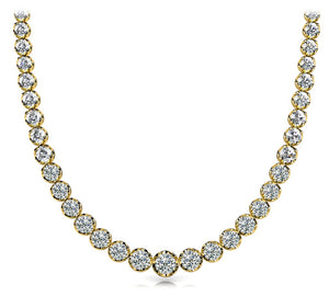  Diamond Rivera Graduated Necklace Round Shaped  Low Base in 14K Yellow Gold Front View