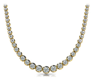 Diamond Rivera Graduated Necklace Round Shaped 15 carat Necklace in Yellow Gold Front View