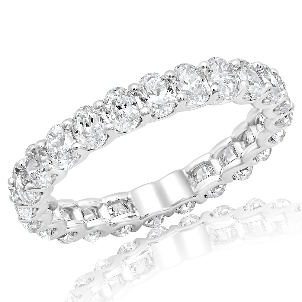 2-3 Carat Oval Cut Diamond Eternity Band in Platinum 10 pointer Side View