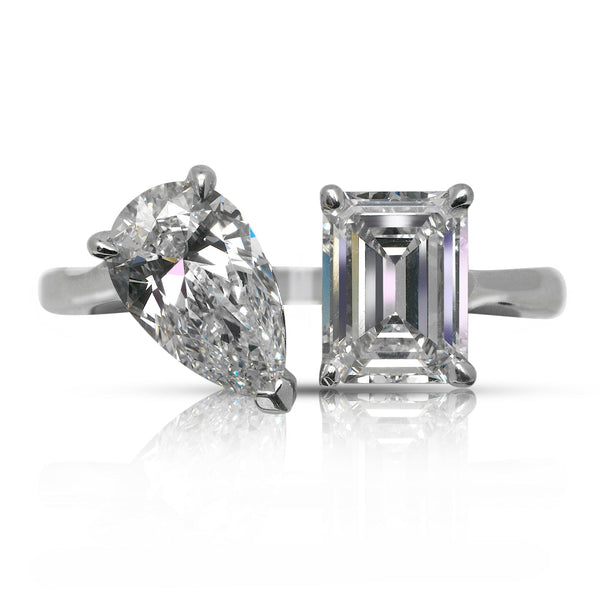 Duet 2-Carat Emerald Cut Pear Shape Engagement Ring – Nekta New York