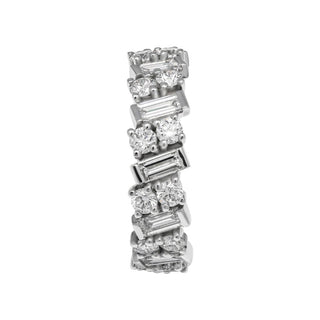2 Carat Round Cut and Baguette Diamond Eternity Band in Platinum 10 pointer Profile View