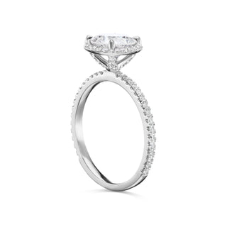 Diamond Ring Round Cut 2 Carat Halo Ring in 18K White Gold Side View