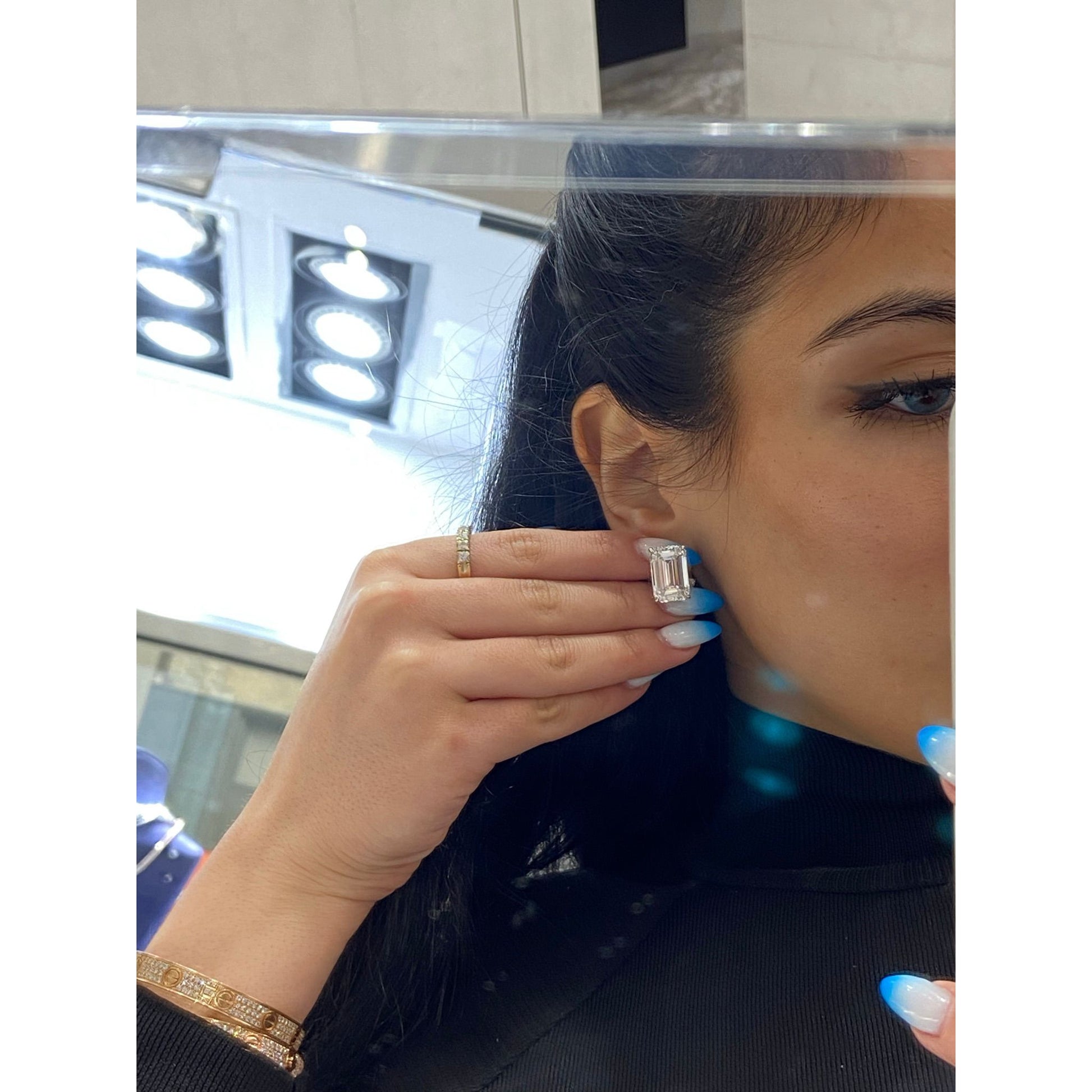 Hepburn Carat Emerald Cut Diamond Stud Earrings – Nekta New York