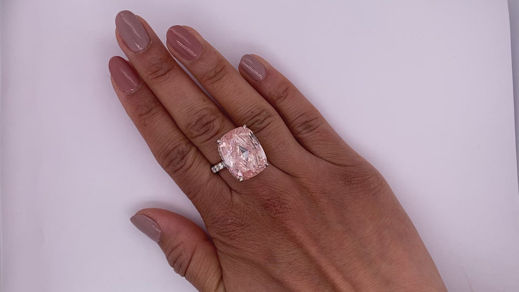 1.02ct Purple-Pink Diamond Three Stone Engagement Ring