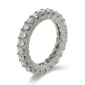 Sideview of diamond Eternity Band with diamonds on the prongs and sides