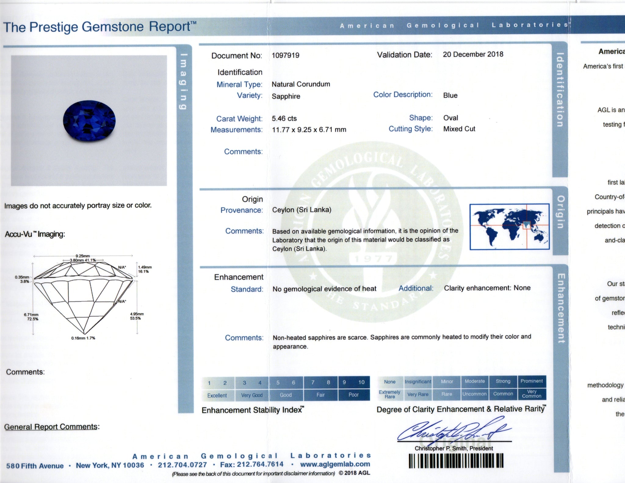 Royal Blue Loose Gemstone Oval Cut 5 Carat Gemstone Report Certificate