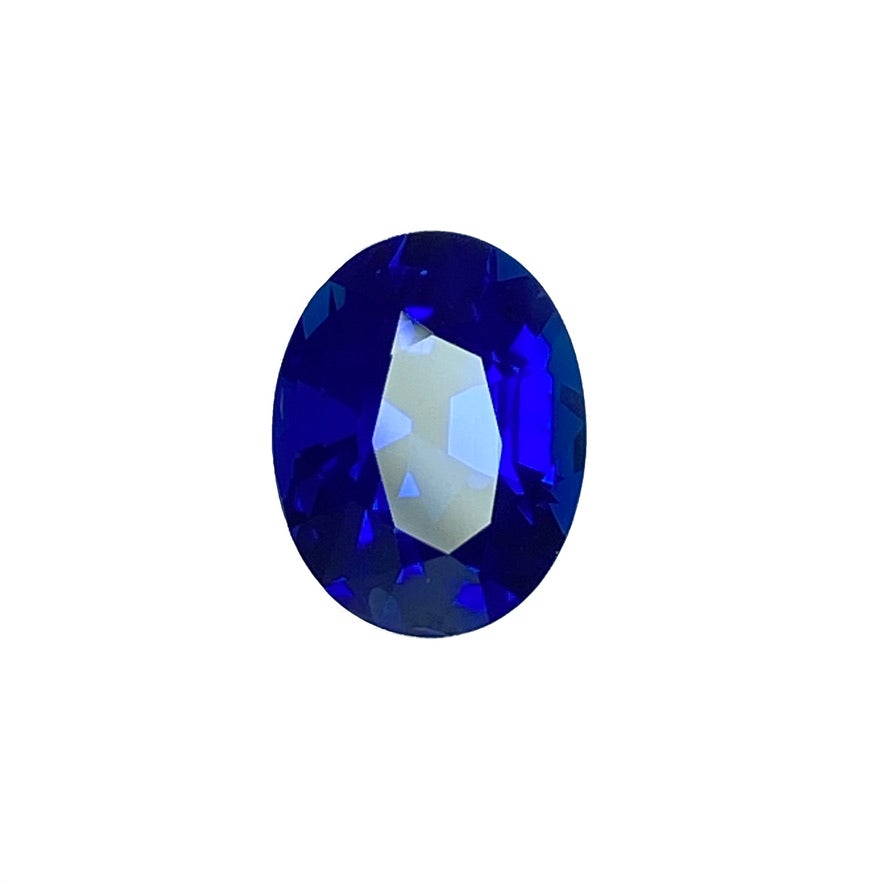 Vivid Royal Blue Loose Gemstone Oval Cut 5 Carat Front View