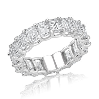 3-4 Carat Emerald Cut Diamond Eternity Band in Platinum 15 pointer Front View