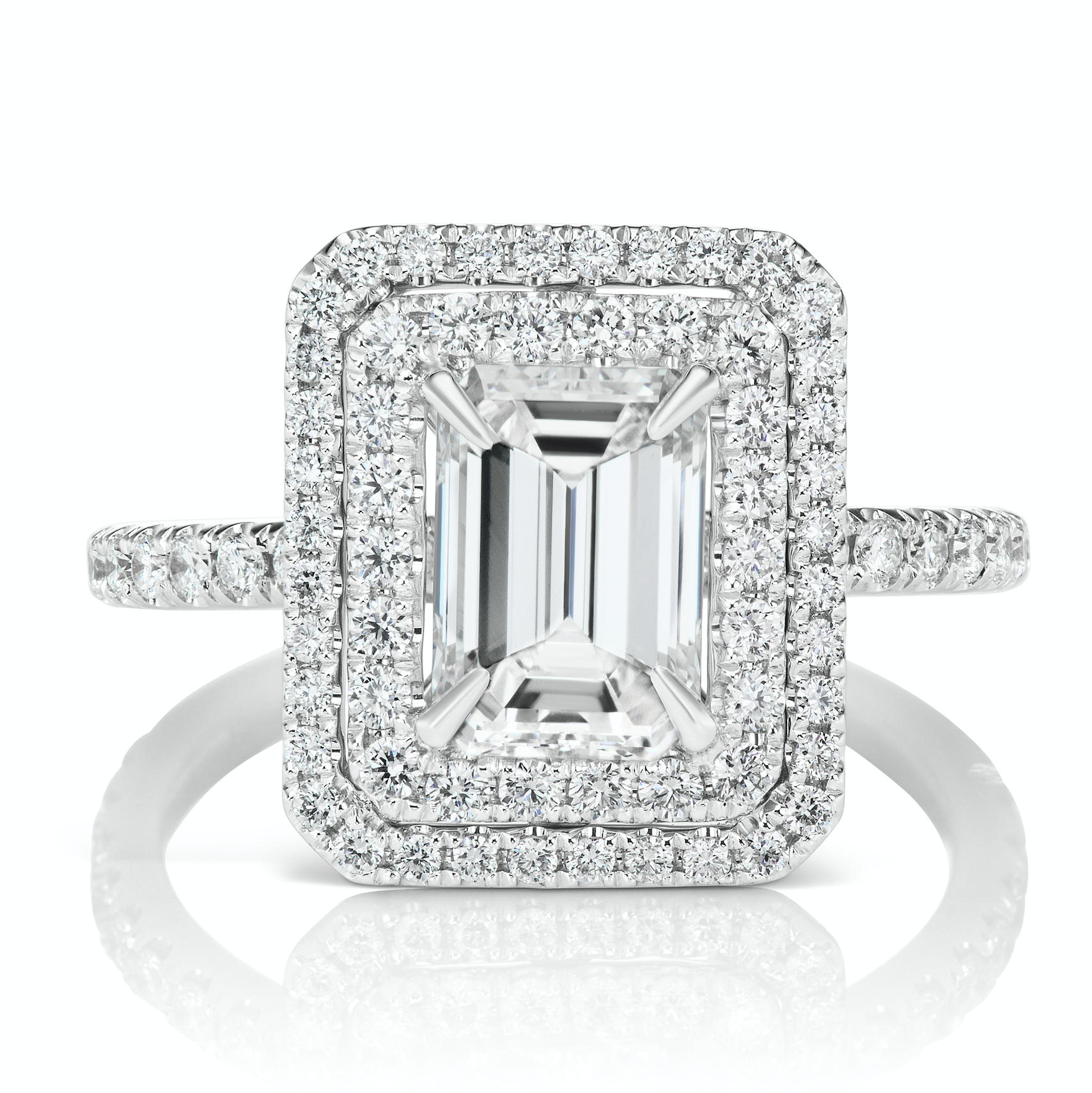 3 carat emerald cut halo diamond ring Clearance