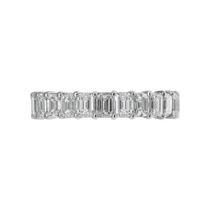  3 Carat Emerald Diamond Eternity Band in Platinum 15 pointer Front View