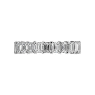  3 Carat Emerald Diamond Eternity Band in Platinum 15 pointer Front View