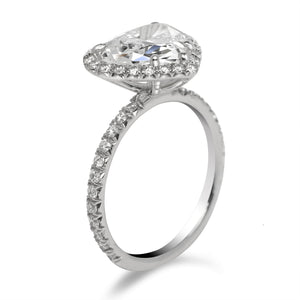 Diamond Ring Heart-Shaped 3 Carat Halo  Ring in 18K  White Gold Side View