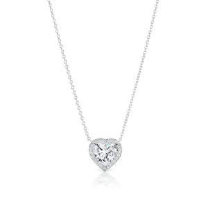 14K White Gold Pavé Diamond Pendant Heart Necklace | JR Jewelers