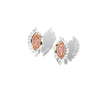 Pink Diamond Stud Earrings 3 Carat Sidestone Earrings Gia Certified Front View