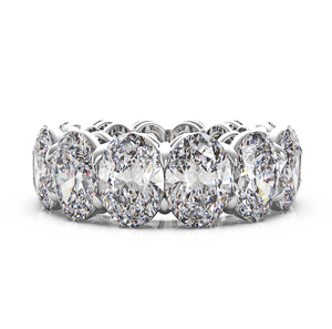 14 Carat Oval Cut Diamond Eternity Band in Platinum U Shape Shared Prong Front View