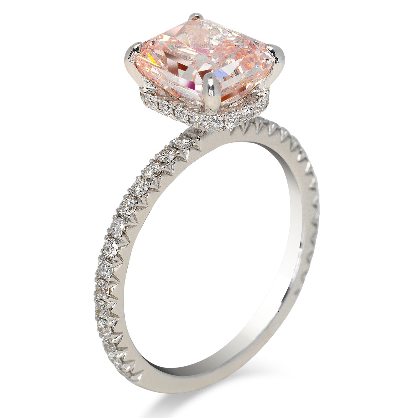 Priem 15ct Radiant Fancy Pink Diamond Engagement Ring | Nekta New York
