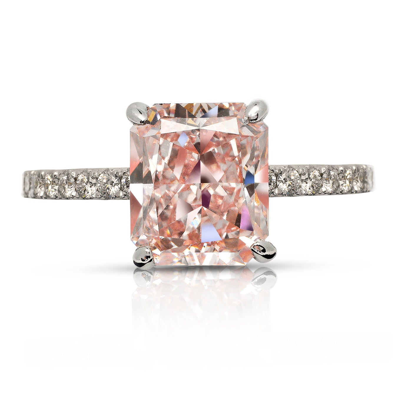 4Ct Princess Pink Diamond 3-Stone Wedding Ring 14K White Gold Plated  Simulated | eBay