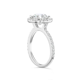 Diamond Ring Round Cut 3 Carat Halo Ring in 18K White Gold Side View