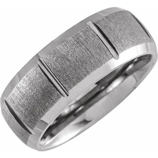 Men's Tungsten Wedding Ring Edge Band Comfort 8 mm Side View