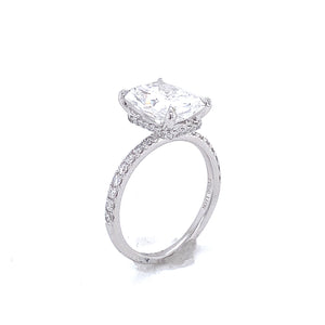 3 Carat Radiant Cut Diamond Engagement Ring Side View