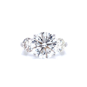 6 Carat Lab Grown Diamond Engagement Ring. Three Stones.  IGI Certified Front View