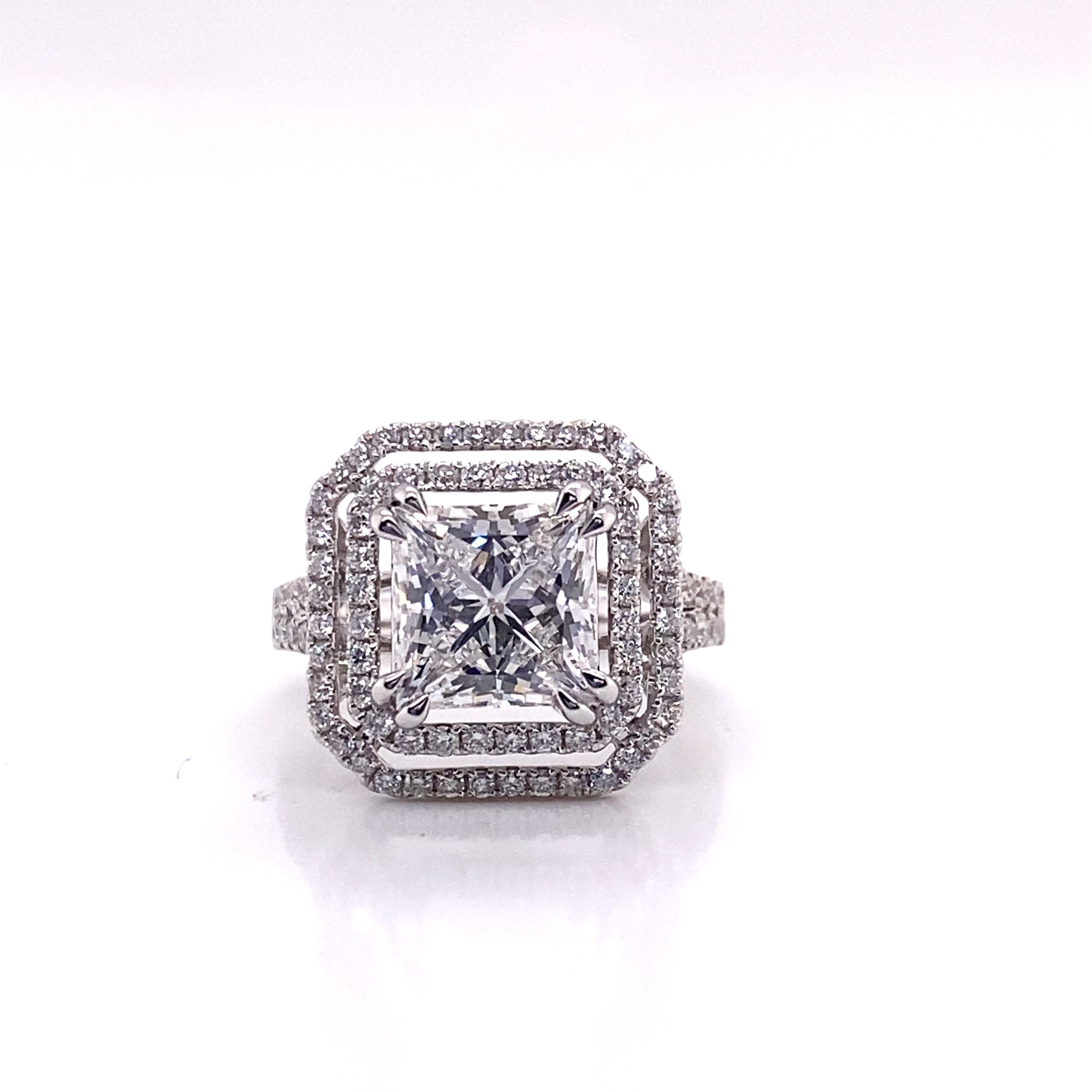 Icebox - 1.00ct Princess Cut - Double Halo Split Shank - Diamond Engagement  Ring - All Natural