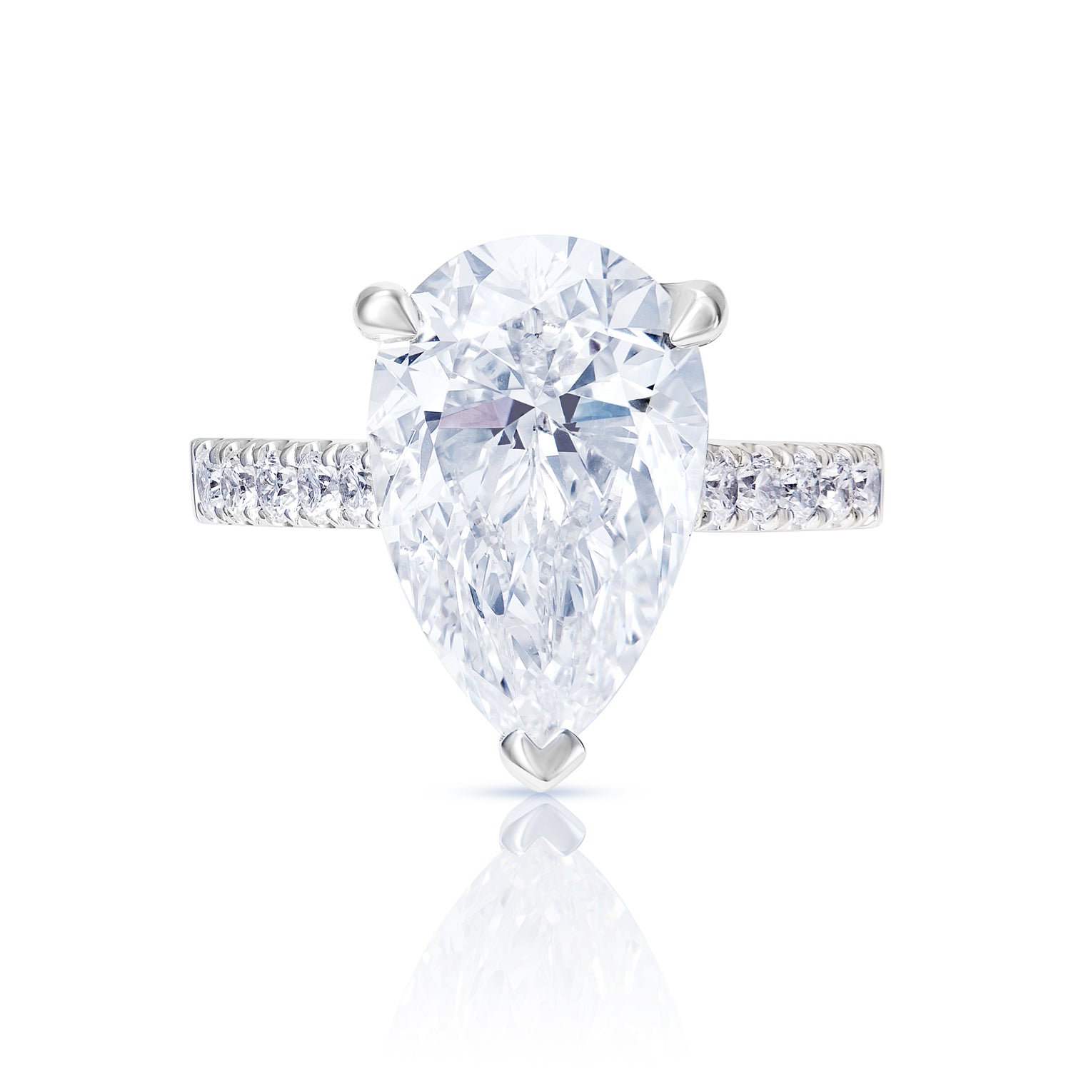 Laniece 6 Carat Pear Shape Lab Grown Diamond Engagement Ring. Front View