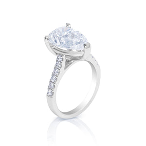 Laniece 6 Carat Pear Shape Lab Grown Diamond Engagement Ring. Side View