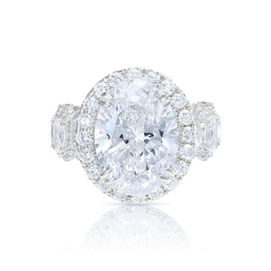 Lawra 10 Carats E VS1 Oval Cut Lab Grown Diamond Engagement Ring in 18k White Gold Front View
