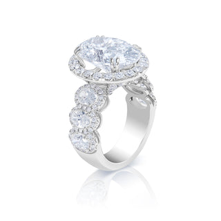 Lawra 10 Carats E VS1 Oval Cut Lab Grown Diamond Engagement Ring in 18k White Gold Side View